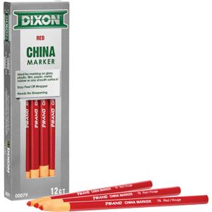 Dixon Industrial Phano Peel-Off China Marker Pencils, Red, 12-Pack (00079)