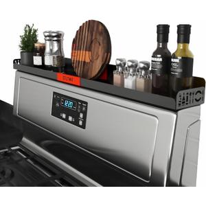 "STUTOV Magnetic Spice/Seasoning Rack for Stove Top Organization, 30" Length, Oven Shelf (Black With Red STUTOV)"