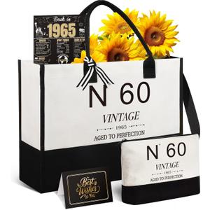 Birthday Gifts for Women Canvas Tote Bag, Unique Gifts for Wife Mom Friends Her, Vintage Handbag Cosmetic Bag Poster