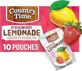 Country Time Ready to Drink Flavored with Other Natural Flavor Drink, 10 Pouches, for School Lunches and On-the-Go Hydration, Strawberry Lemonade, No Artificial Colors or Flavors, 6 fl oz Set of 3 Exp. 03/11/2027