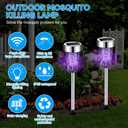Qualirey 4 Pack Solar Bug Zapper Outdoor Waterproof Mosquito Repellent Killer Bug Zapper Lamp with LED Light for Outdoor Garden Patio Yard (Purple Light,Silver)