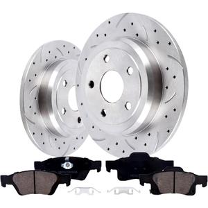 Rear Brake Pads And Rotors Kit Compatible With Dodge Durango 2014-2020,For Jeep Grand Cherokee 2011-2020; W/Solid Rear Discs; Except Srt8 Package; Except Heavy Duty Brakes