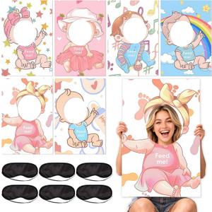 6 Set Blindfolded Baby Shower Games Feed Me Baby Shower Games Funny Food Feeding Activities for Gender Reveal Bridal Group Party Supplies