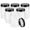6 Pack Plastic Jars Containers with Lids Wide-mouth Refillable Leakproof Reusable Round Empty Jars for Travel Cosmetic Dry Food Spice Cookie Candy Home Kitchen Organizing(Black)
