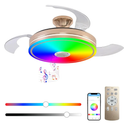 Bluetooth Ceiling Fan, 42 Inch Modern Low Profile LED Ceiling Fan Lights with Remote Control Smart Ceiling Fans for Bedroom, Living Room