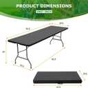 BestOffice 8 FT Picnic Table Folding Table Camping Plastic Table Fold Up Table Lock for Party Event, Black
