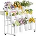 Heavy Duty Flower Bar with Buckets, 3-Tier Bouquet Bar Stand