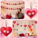 24 Pcs Felt Heart Valentines Day Ornaments Red and White Hanging Ornaments Valentines Flower Tree Decorations for Birthday Holiday Party Door Home Wall Mantel Decor Arts Crafts Gifts