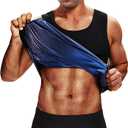 Sauna Sweat Vest Workout Tank Top Waist Trainer for Men Compression Workout Enhancing Vest (L/XL, Blue)