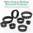 160 Pcs 6 Sizes Cable Snap-in Knockout Insulating Bushing Grommets Assortment Kit, 5/16, 3/8, 1/2, 5/8, 3/4, 1 Black Nylon Plastic Hole Grommets for Wiring, Wire Cord Hose Tubing Protector