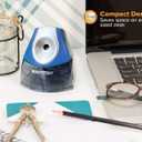 Bostitch Office Electric Pencil Sharpener for Classroom & Desk Use, Heavy-Duty Stall-Free Motor, High-Capacity Shavings Tray, Dark Blue