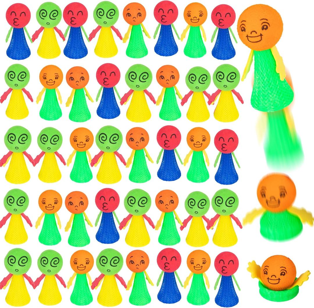 48Pcs Jumping Spring Rockets Launchers Fidget Emoticon Popper Toys for Kids Party Favors,Valentine Day Birthday Return Gifts,Goodie Bags Pinata Stuffers,Classroom Treasure Box Prizes Bulk