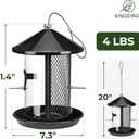 Kingsyard Metal Bird Feeder for Outdoor Hanging - Chew Proof Wild Bird Finch Cardinal Feeder with Dual Chamber of 4 lbs Capacity for Bluebird, Black