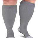 Doctor's Select 1 Pair Plus Size Compression Socks Wide Calf | Bamboo Viscose Knee High Extra Wide Calf Compression Socks Women & Men |  Gray