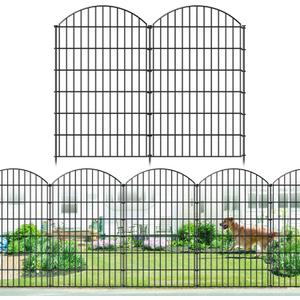 FOREHOGAR Metal Garden Fence 48in (H) x 12.7ft (L), 5 Panels + 6 Stakes Dog Fence Border Fence Animal Barrier, No Dig Garden Fencing for Yard Flower Bed Lawn Patio Outdoor, CTW4805 Black