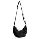 EVGLOW Nylon Crescent Crossbody Bag for Women Trendy Men, Large Travel Sling Bag Hobo, Lightweight Shoulder Bag with Zipper Adjustable Strap, Round Soft Shoulder Pouch Bag for Everyday Use(Large Black)
