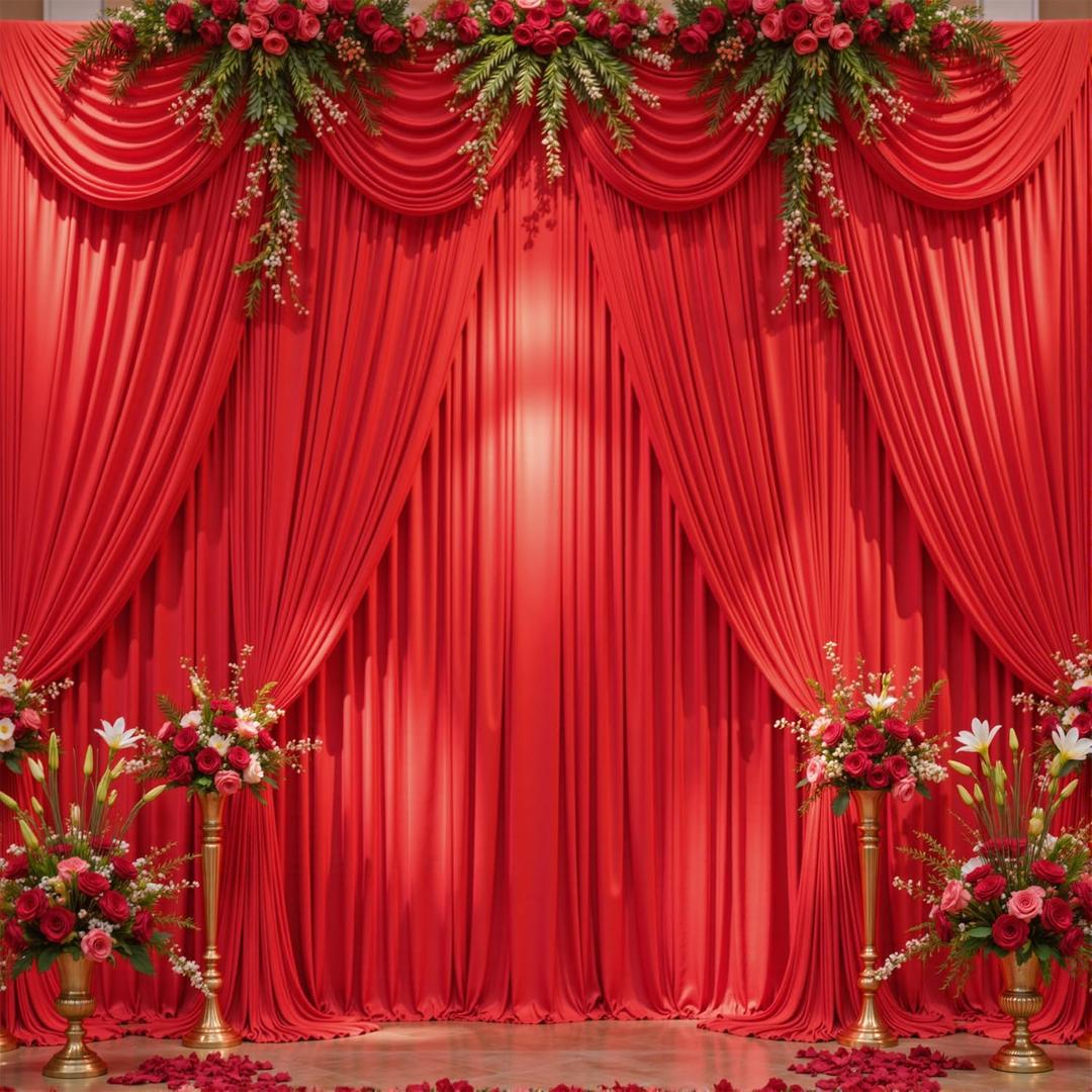 50ft x 10ft Wrinkle Free Red Wedding Backdrop Curtains for Party Bridal Shower Reception Decorations Red Fabric Curtain Backdrops Drapes for Photography Baby Shower Birthday Background