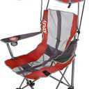 Kelsyus Original Foldable Canopy Chair for Camping, Tailgates, and Outdoor Events, Grey/Red, 37"L x 24"W x 58"H