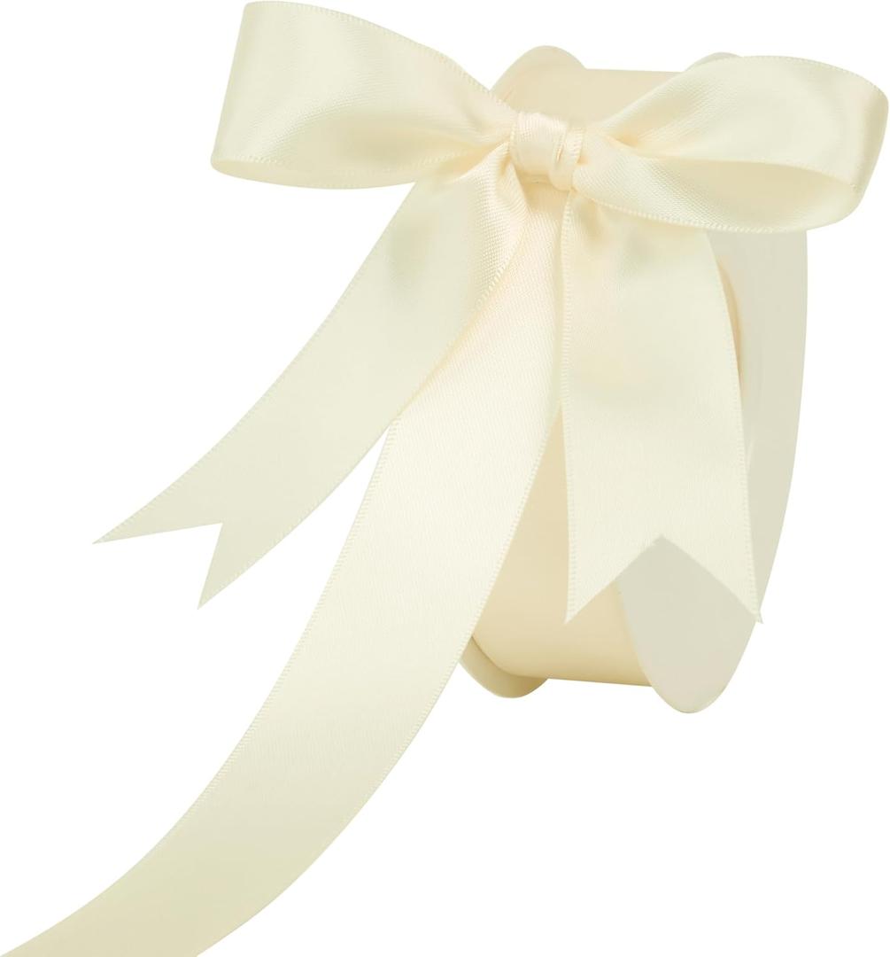1 Inch Ivory Double Face Satin Ribbon, 25 Yards Luxurious Soft Satin Ribbon for Elegant Gift Wrapping, Wedding Decor, Bow Making and DIY Crafts