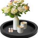 11 Inches Round Wooden Tray Decor,Black Decorative Trays for Home Decor,Round Wood Tray for Coffee Table Candle Holder Vintage Table Farmhouse (Black)