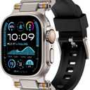 FOAMUNOC Rugged Band Compatible with Apple Watch Ultra 3/2/1 Band 49mm/46mm/45mm/44mm/42mm, Metal Connector with Strap for iWatch Ultra Series 11/10/9/8/7/6/SE3/SE2/SE/5/4/3/2/1, Black/Titanium