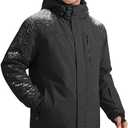 FREE SOLDIER Men's Waterproof Ski Snow Jacket Fleece Lined Warm Winter Rain Jacket with Hood Fully Taped Seams 3XL