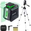 Laser Level with Tripod, Firecore 360 Self Leveling Laser Level with Pulse Mode, 3 Brightness Levels, Green Line Lazer Leveler Tool for Picture Hanging Wall Tile Floor DIY Construction Project
