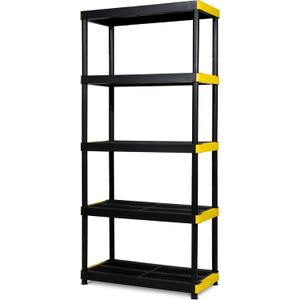 Simpli-Magic 5-Tier Heavy Duty Plastic Storage Shelving Unit, Garage & Basement Organizer, Modular Rack, 36 x 18 x 75 Inches, 200 lbs per Shelf, 1000 lbs Total Capacity