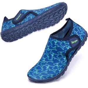 Racqua Boys Water Shoes Kids Swim Pool Lightweight Quick Dry Beach Sport Shoes Barefoot Walking Boating Surfing Aqua Shoes Little Kid Shark 7