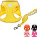 Soft Mesh Dog Harness and Leash Set, No Pull Puppy Harness and Leash Set, Reflective Step in Harness for Small Medium Dogs, Easy Walk Escape Proof Vest Harnesses (Yellow, S)