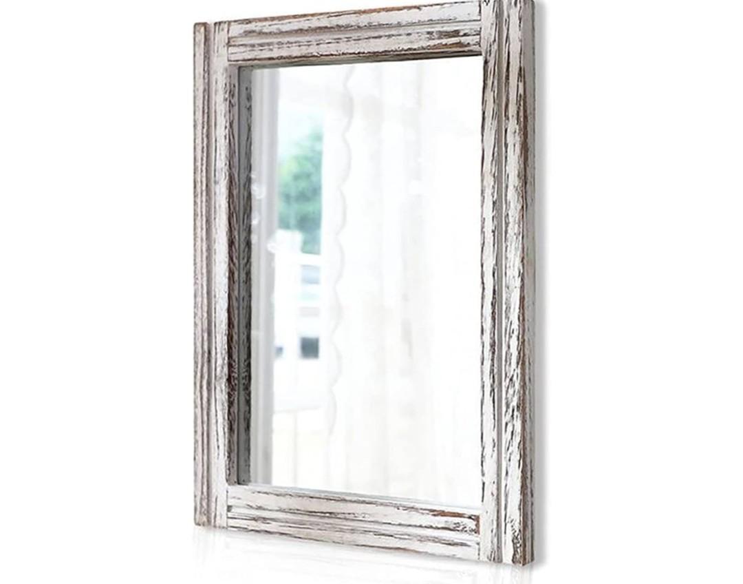 AAZZKANG Large Wall Mirrors with Rustic Wood Framed 28"x20" Rectangle
Decorative Farmhouse Bedroom Bathroom Living Room Entryway