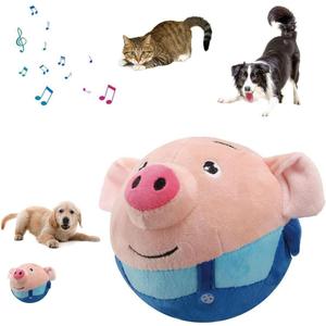 Active Moving Pet Plush Toy Interactive Dog Toys, Squeaky Moving Dog Ball Toy, Washable Cartoon Pig Plush Sound Electronic Dog Toy, Shake Bounce Boredom Talking Toys for Dog Pets Cats1