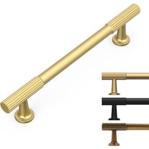 10 Pack 5 Inch Brushed Gold Cabinet Pulls Kitchen Cabinet Handles Gold Cabinets Hardware Kitchen Drawer Pulls (5"/128MM Hole Center)