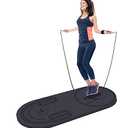 LERYG 8/20/30mm Jump Rope Mat Fitness Exercise Mat Durable, Non-Slip, Workout Mats with Jump Rope & Carrying Bag for Home Gym Flooring in Grey(55"x 24")
