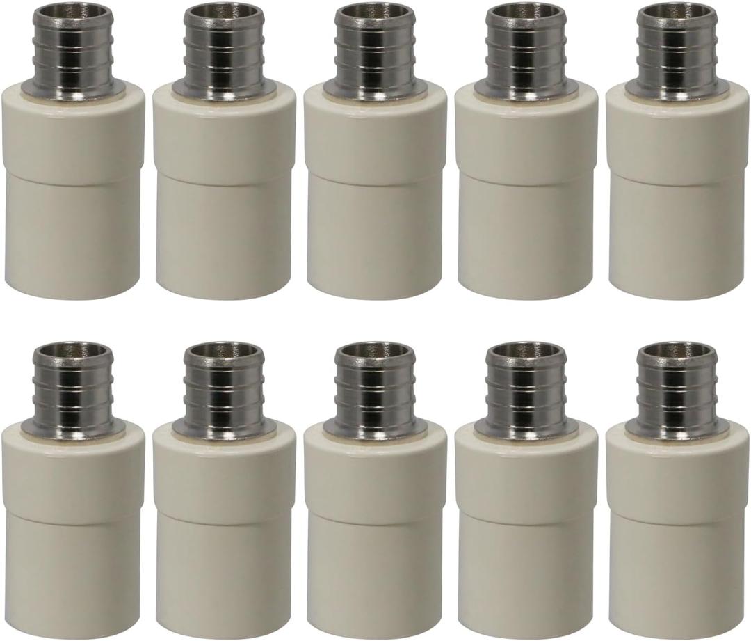 XFITTING 3/4 inch Pex X 3/4 inch Cpvc Coupling, Transition Coupling, Brass Pex B Crimp Fittings - Brass, 2 Pieces