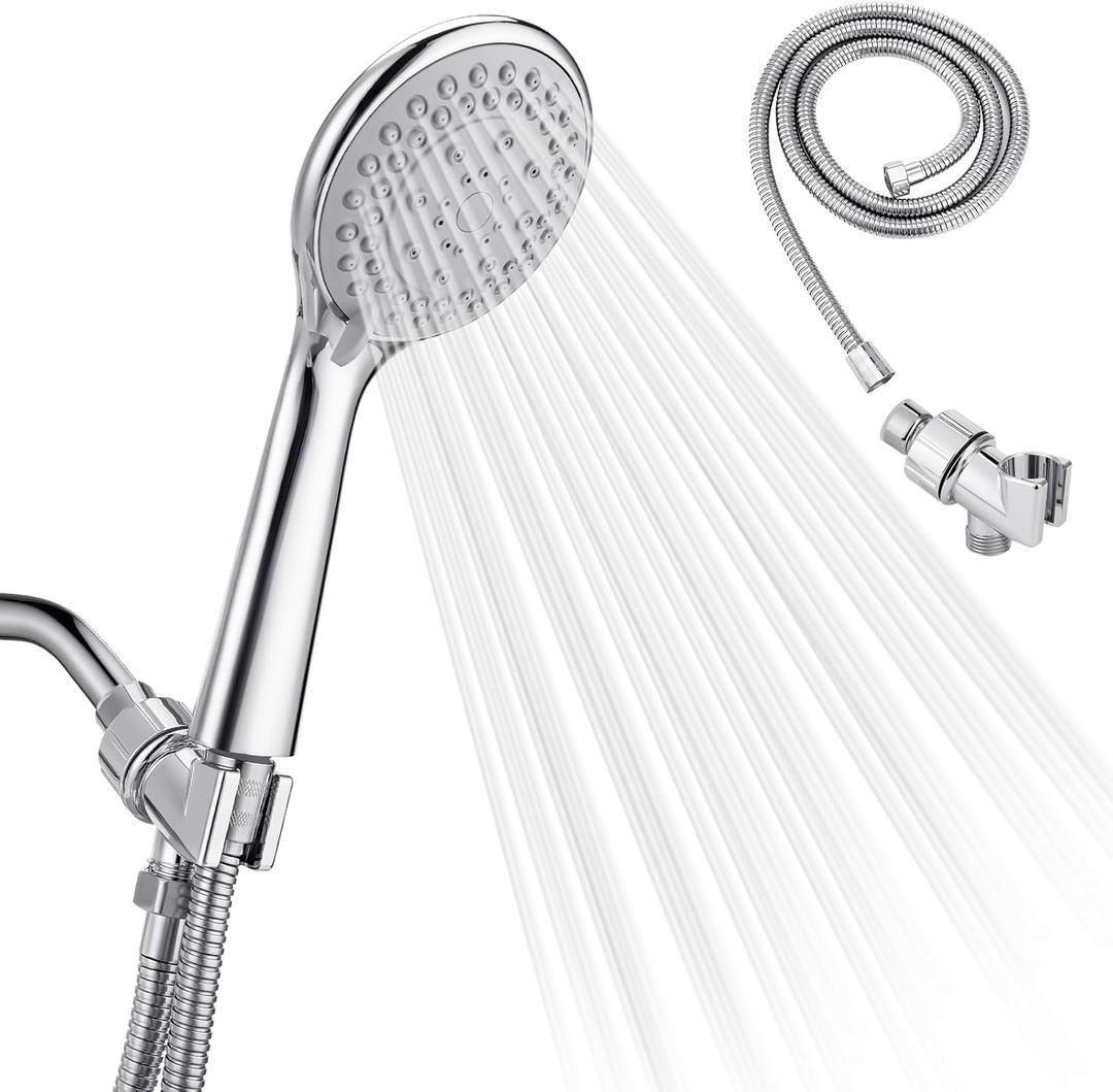 Detachable Handheld Shower Head with Hose - High pressure 5 Functions Showerheads Hand Held Shower Heads,Extra Long 4.7 ft. Stainless Steel Hose and Holder