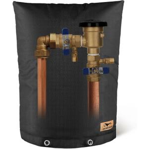 Backflow Preventer Insulation Cover - Water Pipe Insulation Sprinkler Cover for Outside - Insulated Backflow Cover Pouch for Irrigation Back Flow Valve in Winter or Sun Exposure (16"W x 20"H, BLACK)