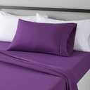 Basics Lightweight Super Soft Breathable Wrinkle-Free Microfiber 3-Piece Bed Sheet Set with 14-Inch Deep Pockets, Twin, Plum, Solid