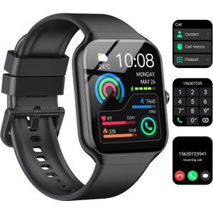 Jugeman Smart Watch, 1.96" HD Smartwatch for Women Men, 2025 Fitness Activity with with Heart Rate/Pedometer/Sleep/IP68 Waterproof (Black)