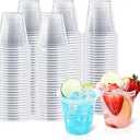 BYSNOW 500 Pack 9 oz Clear Plastic Cups, Thickened Disposable Drink Clear Cups for Party, Higher Heat Resistance Drinking Cup for Wine, Juice, Fruit and Cold/Hot Beverages
