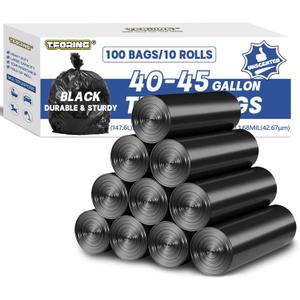 Large 40-45 Gallon Bags Heavy Duty - 1.6 Mil Thick,39''x47'' Strong Black Garbage Bags Unscented 100 Count Can Liners for Construction Industrial Yard Outdoor Commercial