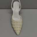 Goolita Pearl Slingback Heels for Women, Pointed Closed Toe Slip On Heeled Sandals Stiletto Heel Evening Bridal Shoes for Wedding (9, Ivory)