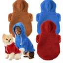 Reginary 3 Pcs Winter Fuzzy Dog Sweaters Girl Boy Dog Hoodies Puppy Hooded Sweatshirts, Warm Soft Fall Cold Comfort Pet Clothes Pet Coats for Small to Large(M)