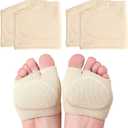 2 Pairs Metatarsal Pads with Gel Pad - Metatarsal Pads for Women Men - Ball of Foot Cushions for Pain Relief (Biege, Large:7-10)