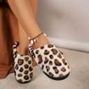 Afellicy Cheetah Pattern Slippers Leopard Fuzzy Scuff Slipper Size 6.5 Size 7.5