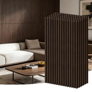 RITOLLO 6-Pack Wood Slat Wall Panels, 46.5 Sq Ft Coverage, Dark Walnut