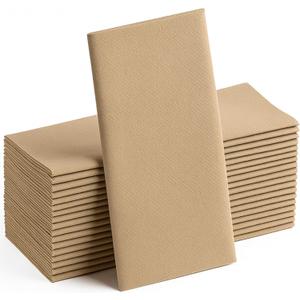 Wood Paper Napkins | Linen Feel Guest Disposable Cloth Like Dinner Napkins | Hand Towels | Soft, Absorbent, Paper Hand Napkins for Kitchen, Bathroom, Parties, Weddings, Dinners | 50 Pack