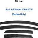 IG Window Visors Fit for 2009-2016 Audi A4 Sedan, Out-Channel Rain Guards Vent Wind Deflectors 4PC, Car Accessories for 09-16 Audi A4 (Sedan Only)