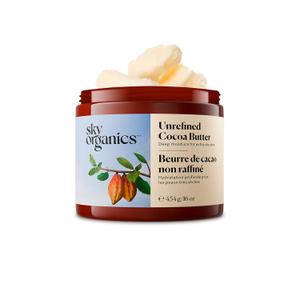Sky Organics Raw Cocoa Butter for Body (16 oz) 100% Pure & Unrefined Solid Butter - Deeply Hydrates & Conditions Very Dry Skin - Promotes Smooth Tone & Texture - Suitable for Tight or Extra Dry Skin