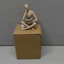 Bookshelf Decor Thinker Statue - Abstract Art Reading Thinker Sculpture Figurine Aesthetic, Modern Home Decoration for Living Room Office Shelves Coffee Table Desk Decor(Beige)